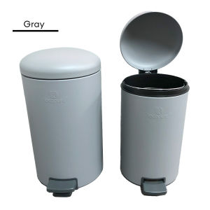 Locaupin Powder Coated Metal Foot Pedal Type Trash Can Silent Close Lid Garbage Container Bin with Inner Compose Bucket