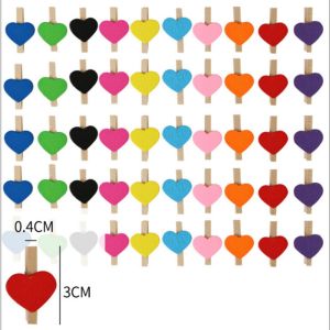 LITUILI Thương Lãng mạn Trang trí tiệc Hình trái tim DIY Thủ công mỹ nghệ Kẹp gỗ Clothespins Chốt quần áo Clip ảnh