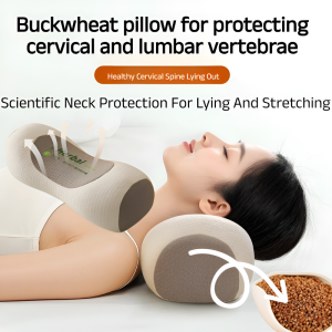 🔥 HOT🔥 Buckwheat neck pillow Cervical and lumbar support Cylindrical cervical traction pillow Relieves cervical pain