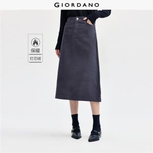 Giordano Women Skirts 100% Cotton Corduroy Woven A-Line Skirts Simple Fashion Casual Skirts Free Shipping 05464685