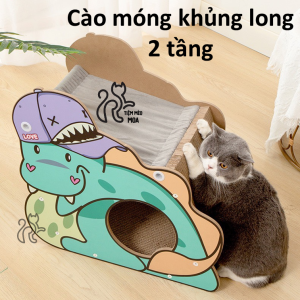 Cào móng Khủng Long 2 tầng - Cào móng tự lắp kết hợp võng nằm - Tiệm Mèo Moa