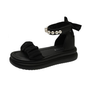 IELGY Pearl sandals for women in summer fairy-like and versatile flat sandals with skirts