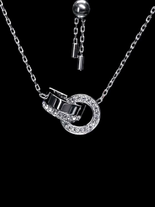 SWAROVSKI Luxury Interlocking Loop Rose Gold Diamond Pendant Necklace S925 Sterling Silver Womens Fashion Necklace