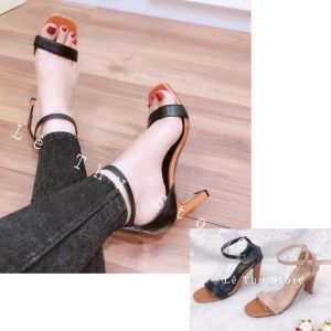 Giày cao gót 9 phân 2 màu bản ngang gót dẹp bò LT (SD044)