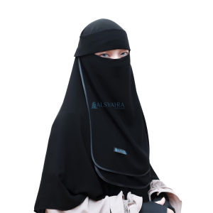 Niqab Poni Hijrah Sifon Silk Jetblack Alsyahra Exclusive