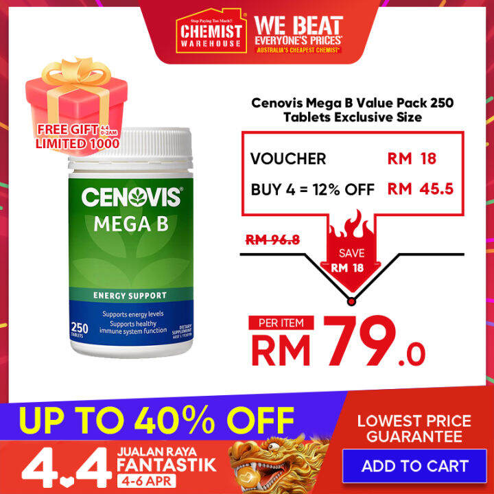 Cenovis Mega B Vitamin B 250 Tablets Value Pack Support Energy Levels ...