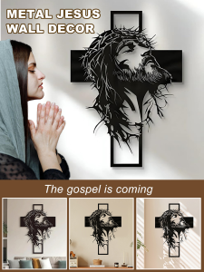 10000+ Units Sold❤Limited-time Discount❤【Good Fortune And Peace】Metal Cross Wall Art Decoration/Office Or Cultural Space Decoration/Retro Metal Wall Hanging
