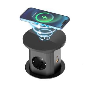 Automatic Lift Power Outlet Stations With 15W Charging 4 Outlets 2 PD20W USB C for Kitchen Office Desktop Installation