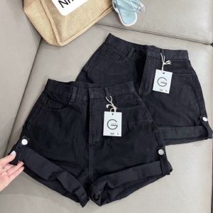 Quần short jean nữ trắng ống rộng có gắn nút khóa chất jean kaki không co giãn dễ phối đồ 3 SIZE S M L