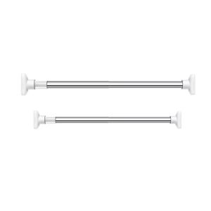 Stainless Steel Curtain Rod Set Adjustable Curtain Rod Tension Rod Cloth Rail Bathroom Anti-slip No Drilling Rustproof