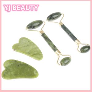 🔥🔥🔥yaojun Natural Massage Roller + Guasha Board SPA Scraper Stone Facial Massager Set