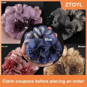 【ZTOYL】 Ban Nhạc Cao Su Mũ Hoa Tóc Dây Phụ Nữ Thanh Lịch Updo Đuôi Ngựa Đàn Hồi Lớn Scrunchie Phụ Kiện Tóc Cho Phụ Nữ