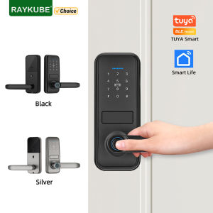 RAYKUBE P13 Smart Biometric Fingerprint Door Lock Electronic Door Lock Tuya/Smartlife App Set Fingerprint/ Password/ Card Unlock
