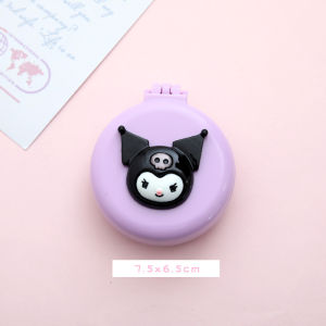Sanrio Cartoon Round Large Folding Air Cushion Comb Mirror School Stationery Supplies With Mirror Sanrio Kuromi Cinnamoroll Melody Folding Comb Airbag Massage Hair Brush