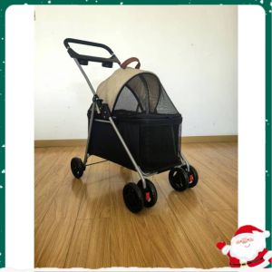 Premium  Cart Smooth Ride Luxury Dog and Cat Stroller w/A Ventilated Canopy & Extra Large Basket