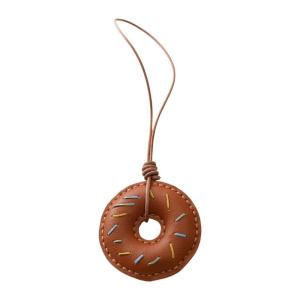 Elegant PU Leather Doughnuts Keyring/Lanyard Decorative Keychain Charm Fashionable Bag Pendant Accessory for Women