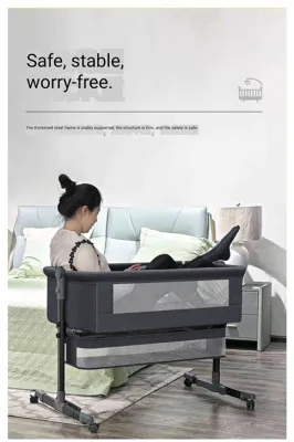 Multifunctional Portable Crib with Mosquito Net for Newborns - European Style Splicing Large Bed for Two-Way Stroller for baby