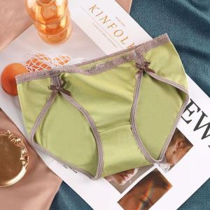 Stylish Sweet Pure Cotton Antibacterial Girl Sports Casual Mid Waist Panties Underwear for Woman
