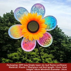 MIRELINA Multistyles Sunflower Windmill PVC Diameter 28/30cm Garden Yard Wind Spinner Rotating Sunflower Outdoor Party Picnic Decor