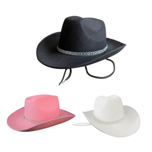 Fashion Vintage Cowboy Hat Western Style Large Brim Hat Hats Fedora Felt Cowboy Jazz Hat Accessory Wide Curve Brim