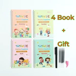 4 Books/Set Copybook Kids English Learning Calligraphy Magic Books With Pen Childrens Writing books #GK-001