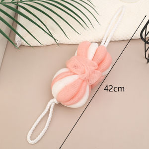 Mandi Bola ฟักทองแบบทูอินวันแบบแขวนผลิตภัณฑ์ทำความสะอาดร่างกายแบบยาวลายตาข่ายใยอาบน้ำสิ่งประดิษฐ์เป็นมิตรกับผิวผ้าเช็ดตัวทำโฟม