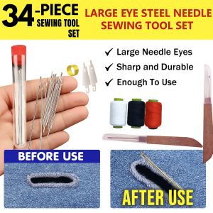 [Great Value 34-Piece Set] Large-Eye Steel Needle Sewing Tool Set Hand Sewing Tool Set Quilt Sewing Tool Set