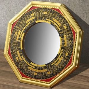 LANDIS Metal Frame Bagua Feng Shui Mirror Penh Compass Exquisite Concave-convex Glass Mirror Home Prosperity 13cm 17.5cm 20.5cm Eight Diagrams Mirror Gifts