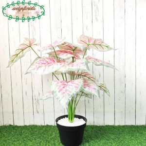 Pohon Hias Artificial Calladium Pink X18 Semilatex Pot Dasar Hitam Plastik Hiasan Balkon Aesthetic