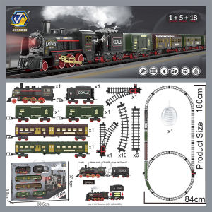180CM Retro Rail Train Toys Simulation Train Track With Steam Music Light Electric Car Toys Gift For Boys