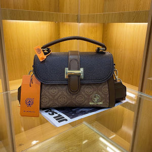 Tas Selempang Wanita Premium Warna Kopi/Biru Metalik Desain Elegan dengan Paperbag