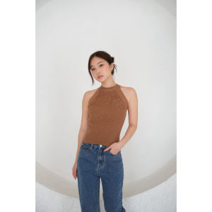 Kiyorawears - Frea Halter Neck Cross Top / Atasan Rajut / Tank Top Wanita / Atasan Wanita Kekinian / Crop Top / Knit Blouse / Atasan Casual Wanita / Tank Top Halter / Korean Style