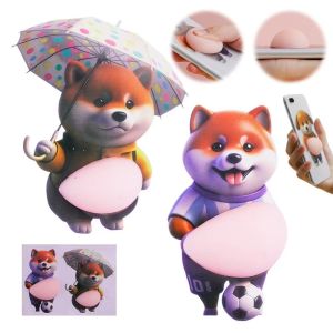 GOLFDIN Dog Belly Sticker 3D Shiba Inu Stickers Chubby Shiba Inu Squeezable 3D Cute Puppy Sticker Cute Adhesive 3D Stickers for Childrens Birthday Party