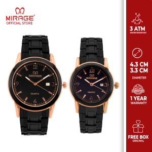 Mirage Watch Jam Tangan Analog Couple Pasangan Hitam Rosegold TS 8137 Anti Karat Garansi 1 Tahun
