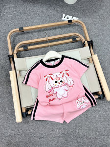 B08 Bộ đồ bé gái cộc tay hoạ tiết siêu dễ thương có sọc thể thao bộ quần áo bé gái 10-30kg quần áo trẻ em gái