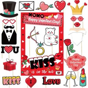 Valentines Day Photo Booth Props KitsPhotography PropsFunny DIY Picture Selfie Accessories for Wedding Party Supplies