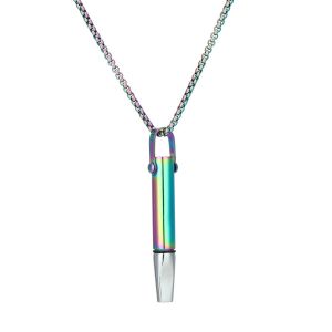 PENGA Breathing Resistance Breathing Resistance Whistle Necklace Titanium Steel Built-in Cotton Core Meditation Mindfulness Pendants Personality Auxiliary Yoga Meditation Necklace Friends Birthday Gift
