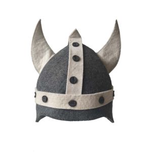 KAWAIIR Nordic Viking Horn Sauna Hat Funny with Unique Horn Design Wool Heat Insulation Steam Cap Cool Soft Bull Horn Headgear
