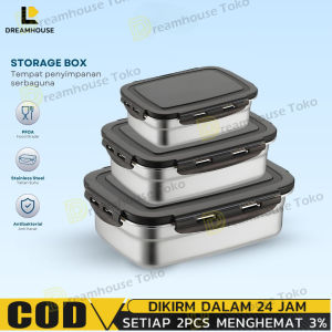 Kontainer Makanan Stainless Stackable Lunch Box Stainless Stackable Tempat Penyimpanan Serbaguna Food Storage Box