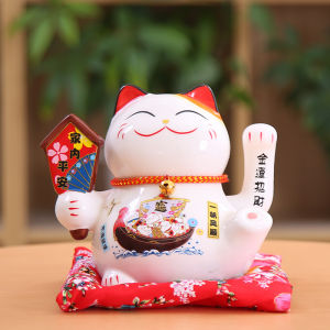 Mèo Thần tài Vẫy Tay Thuyền phú quý Hưng gia vượng nghiệp 29cm 11inch