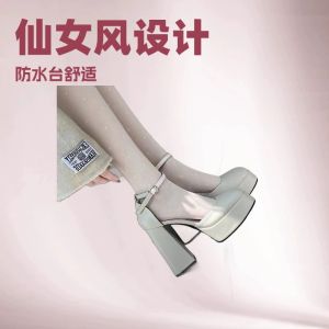 Chunky Heel High Heels For Women 2025 New Model Waterproof Platform Square Toe Single Strap Shoes