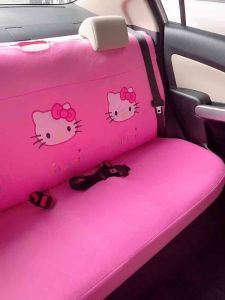 ชุดหุ้มเบาะหลังรถยนต์#คิตตี้หน้าสีชมพู#ใส่ตกแต่งรถเพื่อความสวยงาม