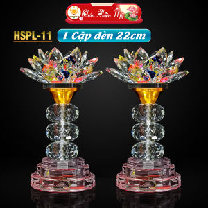 Đèn Hoa Sen Pha Lê Cao Cấp Có Led Nhiều Màu CHÂN THIỆN MỸ Vật Phẩm Trang Trí Bàn Thờ HSPL-11
