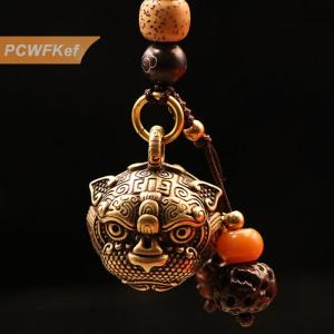 【PCWFKef】 จี้ระฆังทองเหลืองพวงกุญแจสไตล์จีนจี้สร้อยคอรูปสัตว์ทำด้วยมือพวงกุญแจวินเทจเครื่องประดับเครื่องประดับเครื่องประดับ