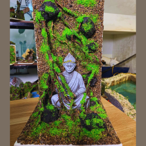 [Layout setup sẵn] Layout bể cá Ngộ Không ngồi thiền 2 vách setup sẵn  lũa đá tự nhiên rêu nhựa thủy sinh trang trí bể cá layout thủy sinh.