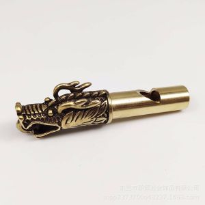 HUNIU Multifunction Handmade Dragon Head Keychain Brass Survival Whistle Car Pendants Keys Chain Outdoor Survival Tools