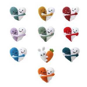 Creative Woolen Crochet Knitting Warm Heart Sculpture Hug of Love Ornament Home Desk Display Emotional Gift for Family