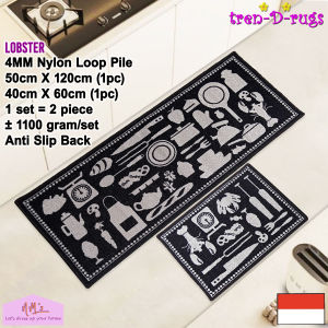 Tren-D-rugs Karpet Keset bulu alas lantai ruang tamu dapur panjang lorong runner kitchen mat anti slip murah 1 set isi 2 pcs - NMs