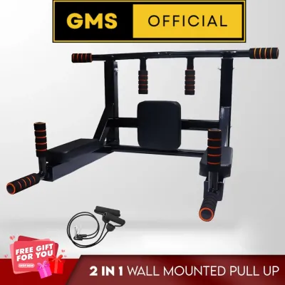 Wall Mounted Chin Up Bar Dip Station Indoor Home Gym Workout Pull Up Bar Training 2-In-1 Wall Mounted Pull Up Bar