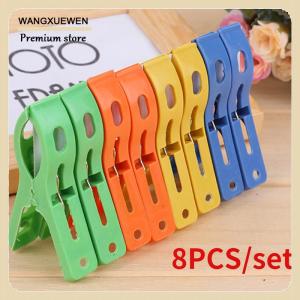 [COD] 8ps set Hanger Clips Large Plastic Windproof Beach Towel Clothes Pins Spring Clamp Clothespin Powerful Hot New Cheap